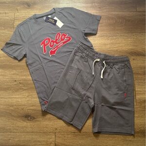 Men’s Polo Grey Joggers Short Set